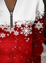 Sweat-shirts Décontracté Printemps / Automne Flocon de Neige Micro-élasticité Ample Col Rond Régulier Droit Régulier pour Femmes