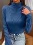 T-shirts Femmes Décontracté Plain Printemps / Automne Tricoté Quotidien Manches Longues Régulier Faux Col Non