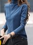 T-shirts Femmes Décontracté Plain Printemps / Automne Tricoté Quotidien Manches Longues Régulier Faux Col Non