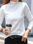 T-shirts Femmes Décontracté Plain Printemps / Automne Tricoté Quotidien Manches Longues Régulier Faux Col Non
