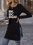 T-shirts Décontracté Printemps / Automne Jésus Copie Micro-élasticité Jersey Manches Longues Col Rond Mi-long Droit pour Femmes