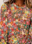 T-shirts Décontracté Floral Printemps / Automne Quotidien Ample Jersey Col Rond Régulier Droit pour Femmes