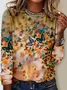 T-shirts Femmes Décontracté Printemps / Automne Papillon Jersey Toussaint Manches Longues Régulier Droit Régulier