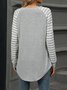 T-shirts Femmes Rayé Décontracté Printemps / Automne Joint Fendu Naturel Quotidien Ample Droit Régulier