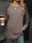 T-shirts Femmes Rayé Décontracté Printemps / Automne Joint Fendu Naturel Quotidien Ample Droit Régulier