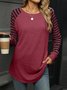T-shirts Femmes Rayé Décontracté Printemps / Automne Joint Fendu Naturel Quotidien Ample Droit Régulier