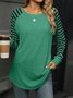 T-shirts Femmes Rayé Décontracté Printemps / Automne Joint Fendu Naturel Quotidien Ample Droit Régulier