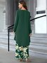 Deux Pièces Ensembles Décontracté Floral Printemps / Automne Polyester Quotidien Ample Col Rond Top Avec Pantalons Régulier pour Femmes