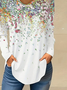 Chemisiers1 Décontracté Floral Printemps / Automne Col V Ample Meilleure vente Mi-long Droit Régulier pour Femmes