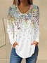 Chemisiers1 Décontracté Floral Printemps / Automne Col V Ample Meilleure vente Mi-long Droit Régulier pour Femmes