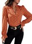 Chemisiers1 Pois Polka Décontracté Printemps / Automne Polyester Aucune élasticité Ample Manches Longues Mi-long Droit pour Femmes