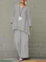 Deux Pièces Ensembles Femmes Décontracté Plain Printemps / Automne Polyester Micro-élasticité Ample Col Rond Droit Régulier