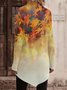 T-shirts Décontracté Printemps / Automne Feuille Quotidien Ample Jersey Manches Longues Col Roulé Droit pour Femmes