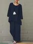 Deux Pièces Ensembles Femmes Décontracté Plain Printemps / Automne Polyester Micro-élasticité Ample Col Rond Droit Régulier