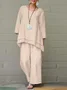Deux Pièces Ensembles Femmes Décontracté Plain Printemps / Automne Polyester Micro-élasticité Ample Col Rond Droit Régulier