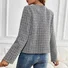 Col Rond Manches Longues Régulier Plaid Blouson Aviateur Blouson Boucle pour Femmes
