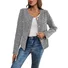 Col Rond Manches Longues Régulier Plaid Blouson Aviateur Blouson Boucle pour Femmes