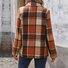 à Col Revers Manches Longues Régulier Plaid Blazer pour Femmes