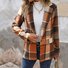 à Col Revers Manches Longues Régulier Plaid Blazer pour Femmes
