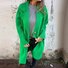 Élasticité moyenne à Col Revers Manches Longues Régulier Plain Manteau pour Femmes