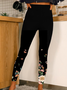 Pantalons De Yoga Décontracté Floral Toutes Les Saisons Naturel Micro-élasticité Serré Jersey Pantalon coupe slim Droit pour Femmes