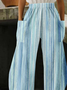 Pantalons Femmes Rayé Décontracté Printemps / Automne Polyester Naturel Taille Élastique Pantalon droit Long Régulier