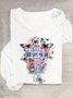 Chemisiers1 Décontracté Printemps / Automne Papillon Quotidien Ample Meilleure vente Manches Longues Col Rond Droit pour Femmes