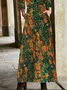 Femmes Abstrait Vert Col V Confortable Robe Maxi Décontracté