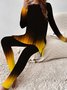 Deux Pièces Ensembles Femmes Abstrait Décontracté Printemps / Automne Sweat-shirt à Capuche Quotidien Ample Top Avec Pantalons Droit Régulier