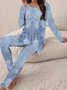 Deux Pièces Ensembles Femmes Abstrait Décontracté Printemps / Automne Sweat-shirt à Capuche Quotidien Ample Top Avec Pantalons Droit Régulier