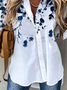 Manches Longues Imprimé Floral Col de Chemise Blouse Décontractés