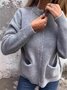 Élasticité moyenne Col Rond Manches Longues Régulier Plain Blouson Zip pour Femmes