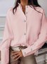 Chemises Décontracté Plain Printemps / Automne Col Montant Aucune élasticité Quotidien Ample Droit Boucle pour Femmes