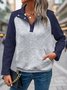 Sweat-shirts Femmes Décontracté Bloc de Couleur Printemps / Automne à Manches de Raglan Quotidien Ample Col Châle Régulier Régulier