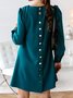 Femmes Plain Blanc Col Rond Confortable Boucle Mini Robe Décontracté