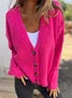 Cardigans Décontracté Plain Hiver Boutonné Poids lourd Quotidien Ample Fil/fil de laine Élasticité moyenne pour Femmes