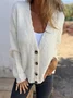 Cardigans Décontracté Plain Hiver Boutonné Poids lourd Quotidien Ample Fil/fil de laine Élasticité moyenne pour Femmes