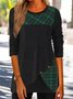 Chemisiers1 Femmes Décontracté Printemps / Automne Plaid Quotidien Jersey Manches Longues Mi-long Droit Régulier
