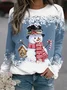 Sweat-shirts Décontracté Printemps / Automne Bonhomme de Neige de Noël Polyester Quotidien Noël Manches Longues Droit Régulier pour Femmes