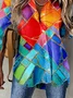 Chemises Femmes Rétro Printemps / Automne Multicolore Bloc Polyester Naturel Aucune élasticité Quotidien Ample Mi-long