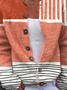 Cardigans Femmes Bloc de Couleur Décontracté Printemps / Automne Boutonné Micro-élasticité Quotidien Manches Longues Régulier Régulier