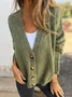 Cardigans Décontracté Plain Hiver Boutonné Poids lourd Quotidien Ample Fil/fil de laine Élasticité moyenne pour Femmes