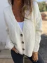 Cardigans Décontracté Plain Hiver Boutonné Poids lourd Quotidien Ample Fil/fil de laine Élasticité moyenne pour Femmes