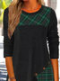Chemisiers1 Femmes Décontracté Printemps / Automne Plaid Quotidien Jersey Manches Longues Mi-long Droit Régulier