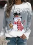 Sweat-shirts Décontracté Printemps / Automne Bonhomme de Neige de Noël Polyester Quotidien Noël Manches Longues Droit Régulier pour Femmes