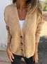 Cardigans Décontracté Plain Hiver Boutonné Poids lourd Quotidien Ample Fil/fil de laine Élasticité moyenne pour Femmes