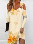 Femmes Feuille d'Érable Couleur 1 à Épaules Dénudées Confortable Boucle Mini Robe Décontracté