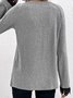 T-shirts Femmes Décontracté Plain Printemps / Automne Col V Quotidien Ample Droit Régulier avec Bordure en Dentelle