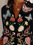 Chemises Femmes Rétro Ethnique Printemps / Automne Aucune élasticité Ample Manches Longues Droit Régulier Col de Chemise