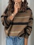 Pulls Rayé Décontracté Printemps / Automne Col V Naturel Quotidien Ample Manches Longues Fil/fil de laine pour Femmes